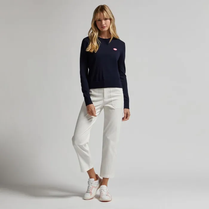 GFORE Sweaters Women MOTHER GOLFER MERINO WOOL CREWNECK SWEATER Twilight