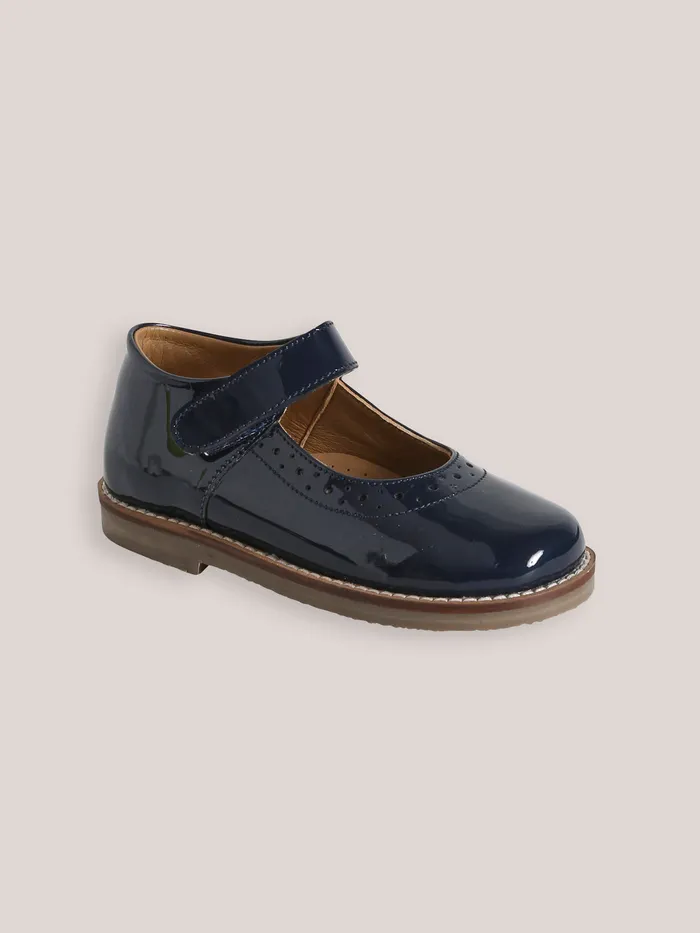 Girls Cyrillus Shoes Patent Leather Mary Janes Marine