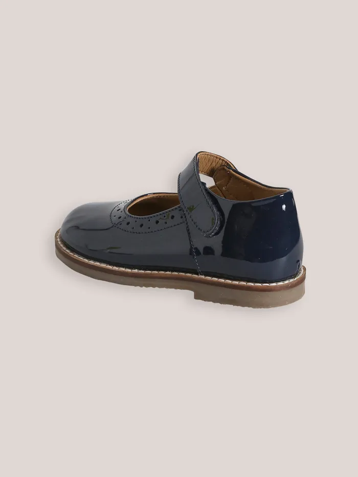 Girls Cyrillus Shoes Patent Leather Mary Janes Marine