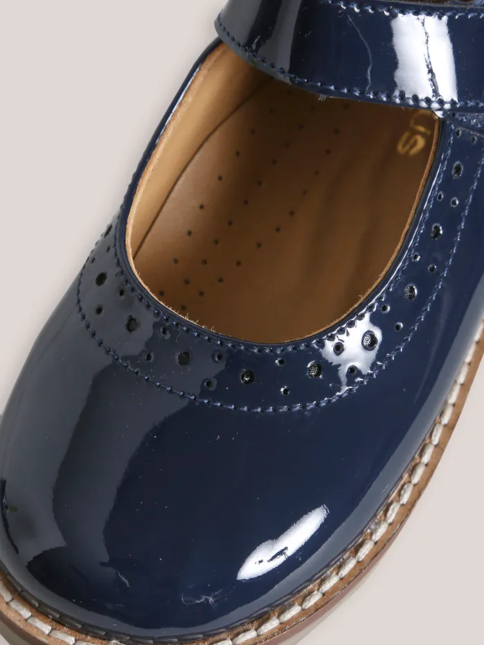 Girls Cyrillus Shoes Patent Leather Mary Janes Marine