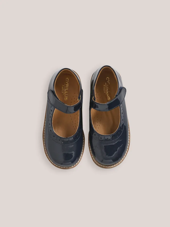Girls Cyrillus Shoes Patent Leather Mary Janes Marine
