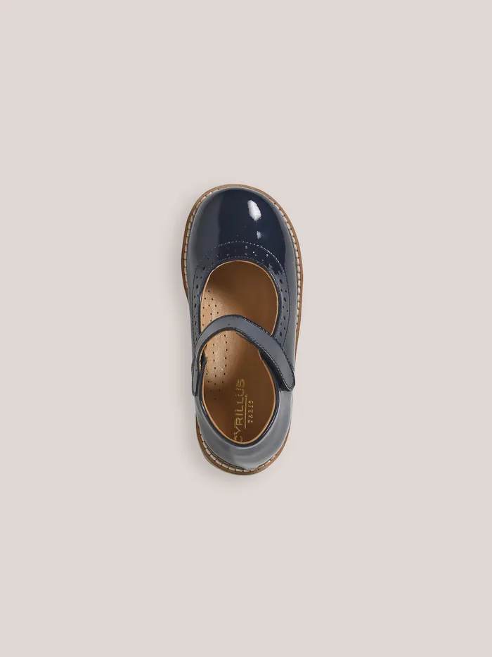 Girls Cyrillus Shoes Patent Leather Mary Janes Marine