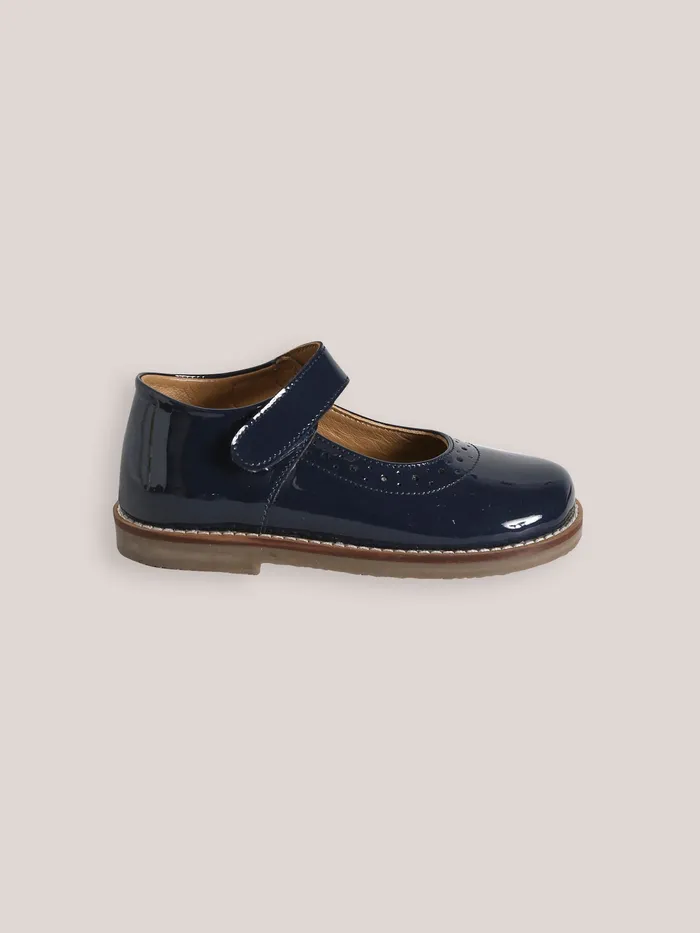 Girls Cyrillus Shoes Patent Leather Mary Janes Marine