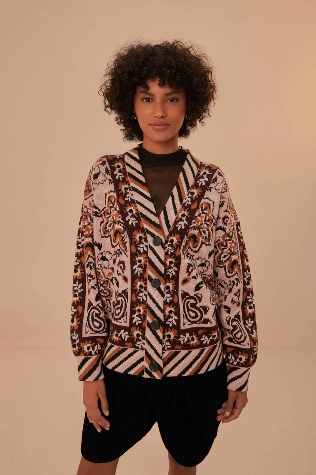 Glam Tapestry Knit Cardigan Women Farm Rio Cardigans