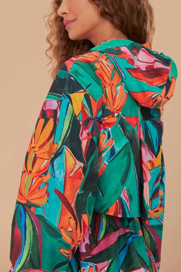 Green Banana Foliage Maxi Raincoat Women Farm Rio Coats