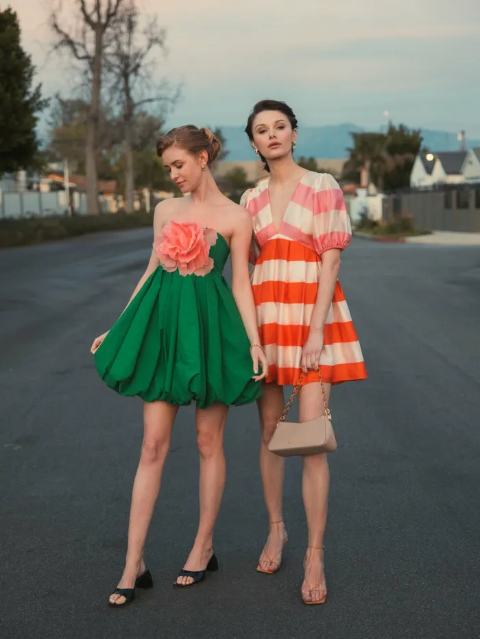 Green Strapless Faille Mini Dress With 3D Flower Spring Green Women Daytime Dresses Mac Duggal