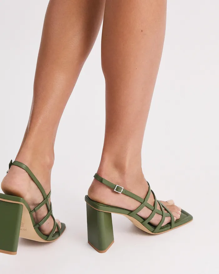 HIGH SANDALS Delia high heel sandals moss green leather jomercer Women