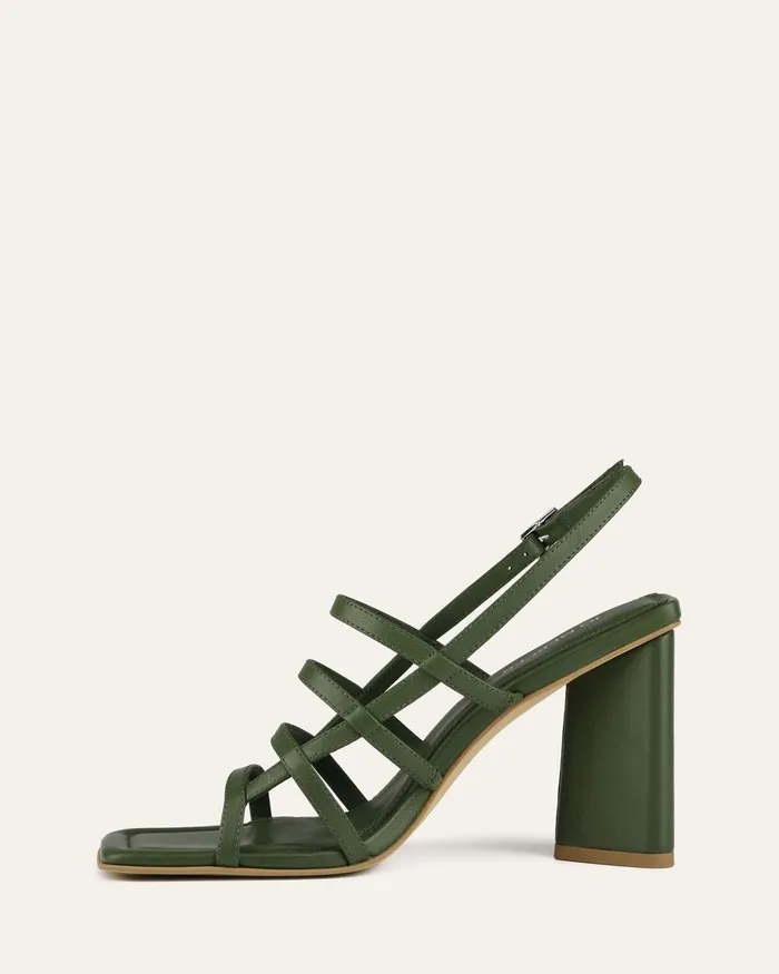 HIGH SANDALS Delia high heel sandals moss green leather jomercer Women