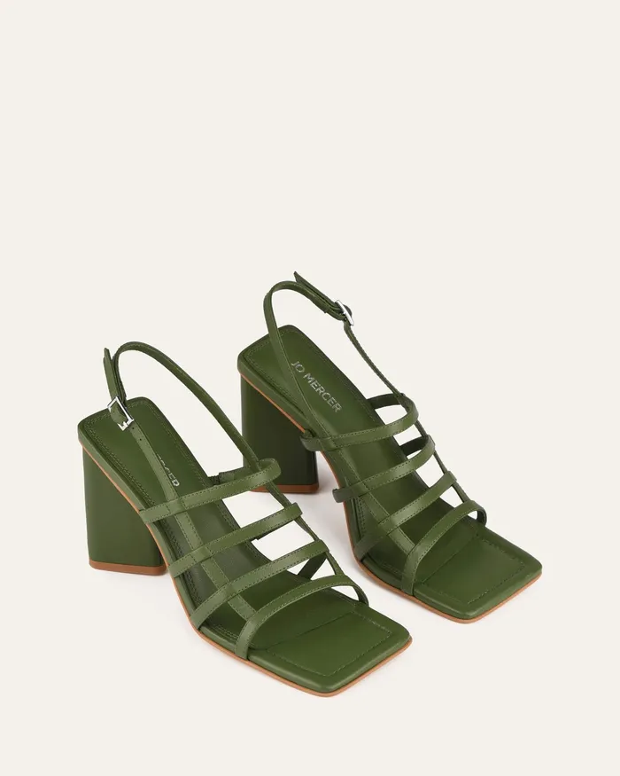 HIGH SANDALS Delia high heel sandals moss green leather jomercer Women