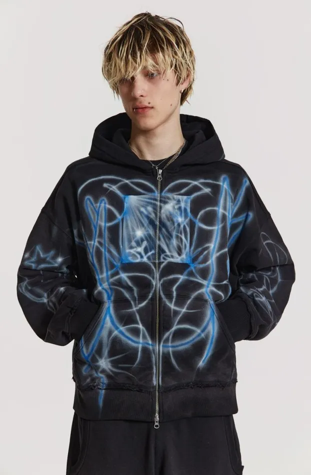 Hoodies and Sweatshirts Men Jaded London Light Across The Water Zip Up Hoodie