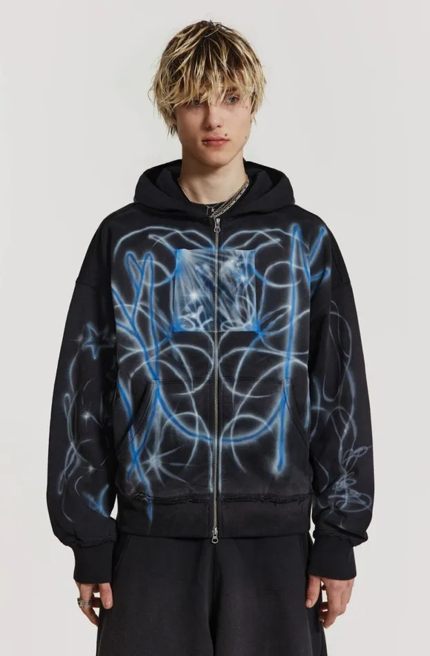 Hoodies and Sweatshirts Men Jaded London Light Across The Water Zip Up Hoodie