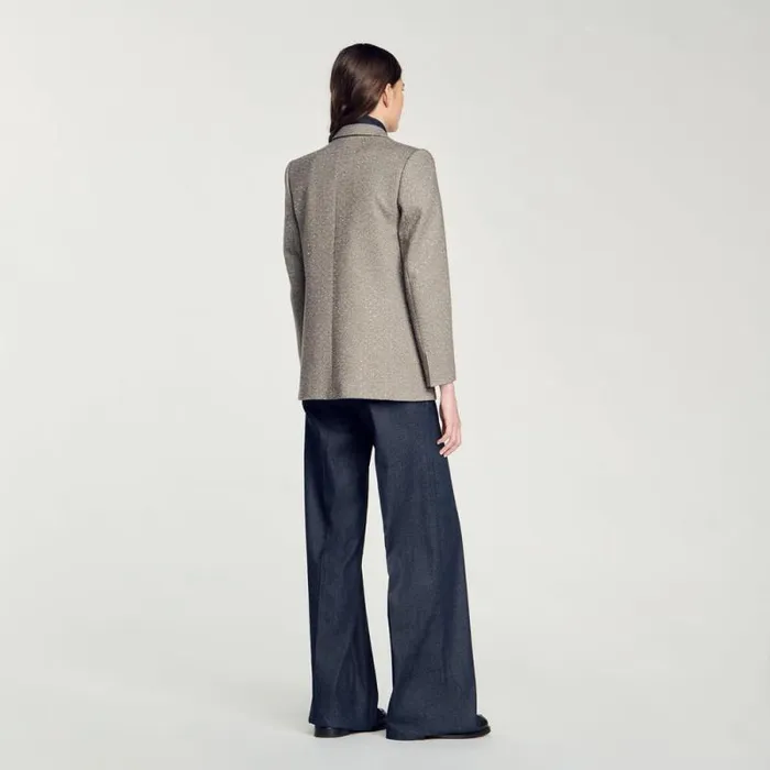 Jackets and Blazers Women SANDRO Herringbone Suit Jacket Beige