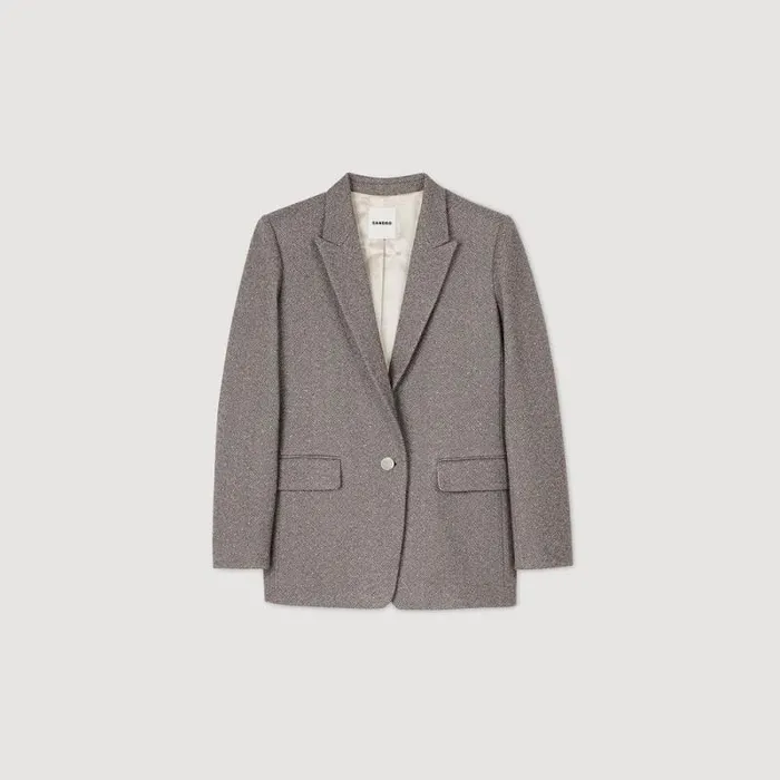 Jackets and Blazers Women SANDRO Herringbone Suit Jacket Beige