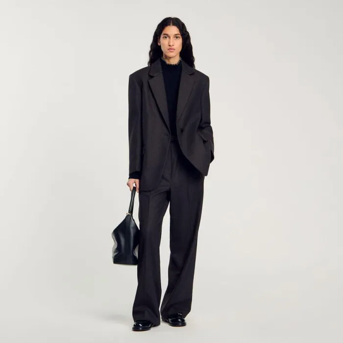 Jackets and Blazers Women SANDRO Suit Jacket Dark Brown