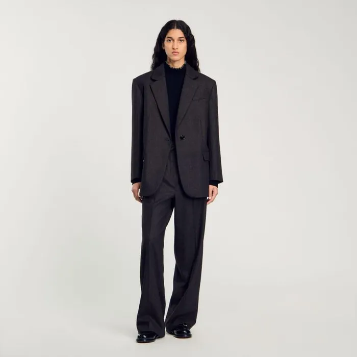 Jackets and Blazers Women SANDRO Suit Jacket Dark Brown