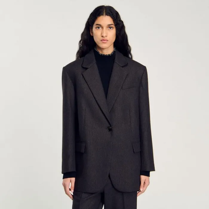 Jackets and Blazers Women SANDRO Suit Jacket Dark Brown