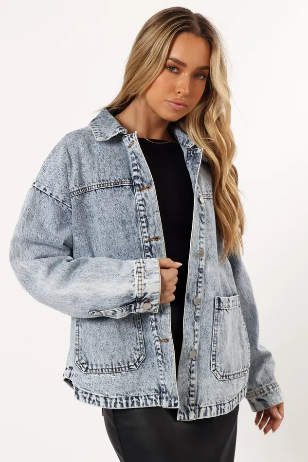 Jackets and Coats Women Delana Denim Jacket 8211 Denim Denim petalandpup