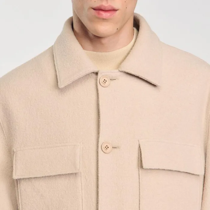 Jackets Men SANDRO Buttonup Overshirt Beige