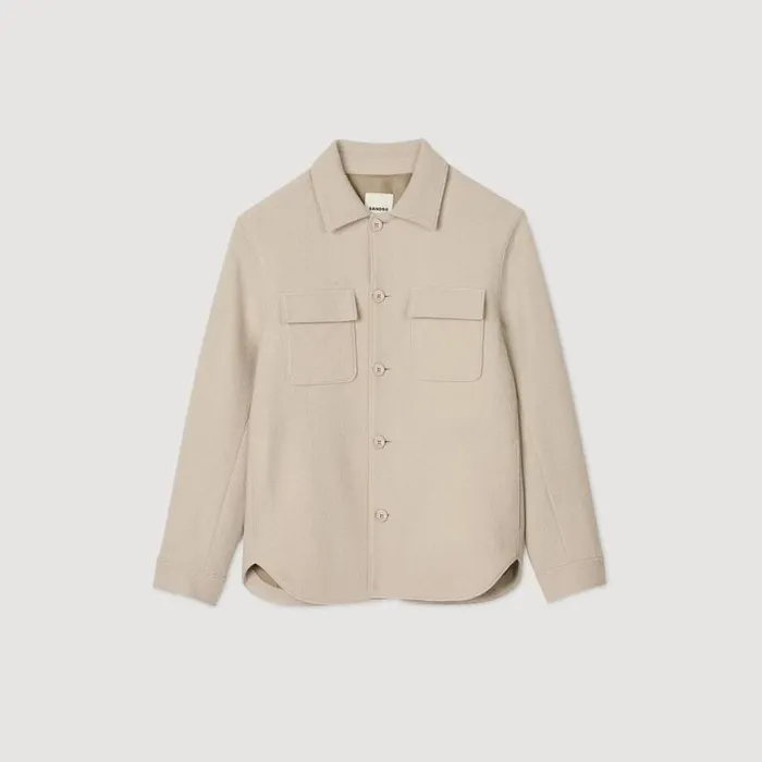 Jackets Men SANDRO Buttonup Overshirt Beige