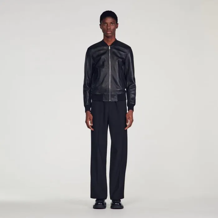 Jackets Men SANDRO Leather Jacket Black