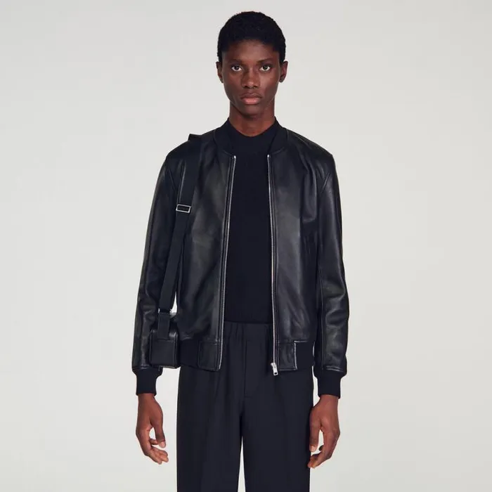 Jackets Men SANDRO Leather Jacket Black