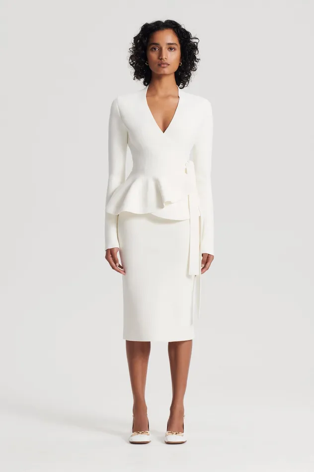 Jackets Scanlan Theodore Women CREPE KNIT WRAP JACKET CREAM