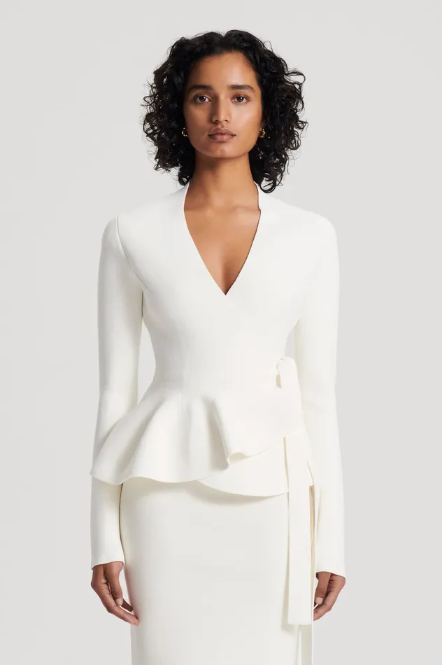 Jackets Scanlan Theodore Women CREPE KNIT WRAP JACKET CREAM
