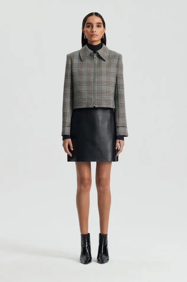 Jackets Scanlan Theodore Women PLAID ZIP JACKET BLACKWHITE