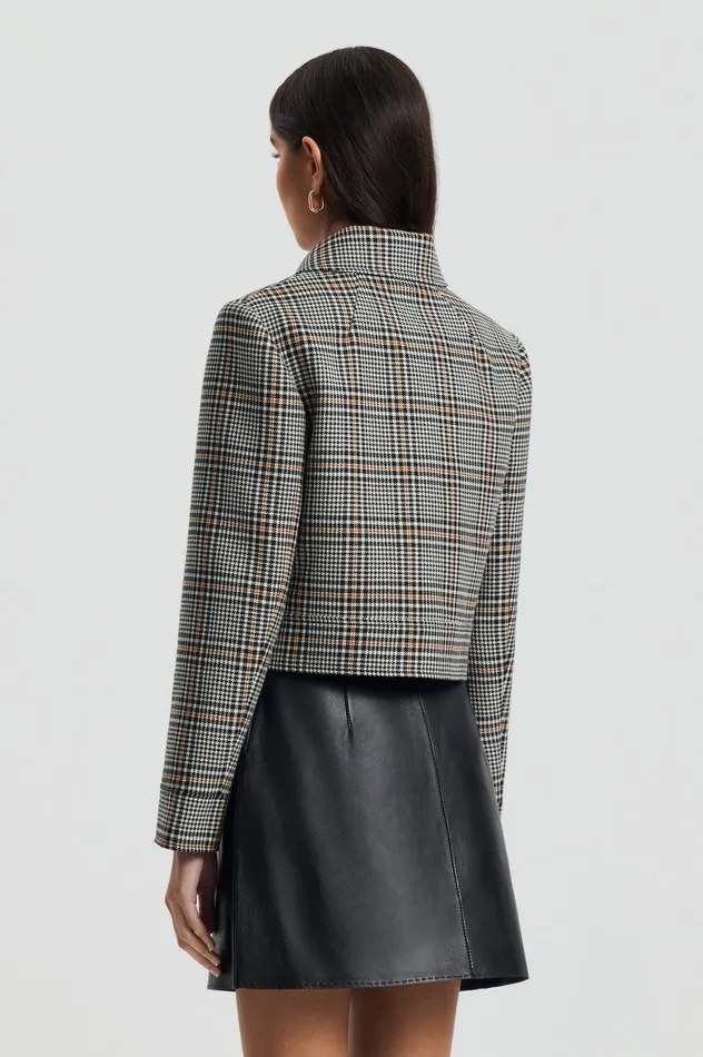 Jackets Scanlan Theodore Women PLAID ZIP JACKET BLACKWHITE Jackets Scanlan Theodore Women PLAID ZIP JACKET BLACKWHITE