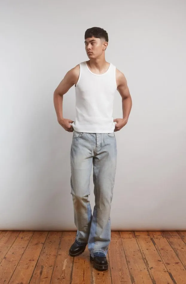Jeans Men Jaded London Flared Jean With Inserted Panel
