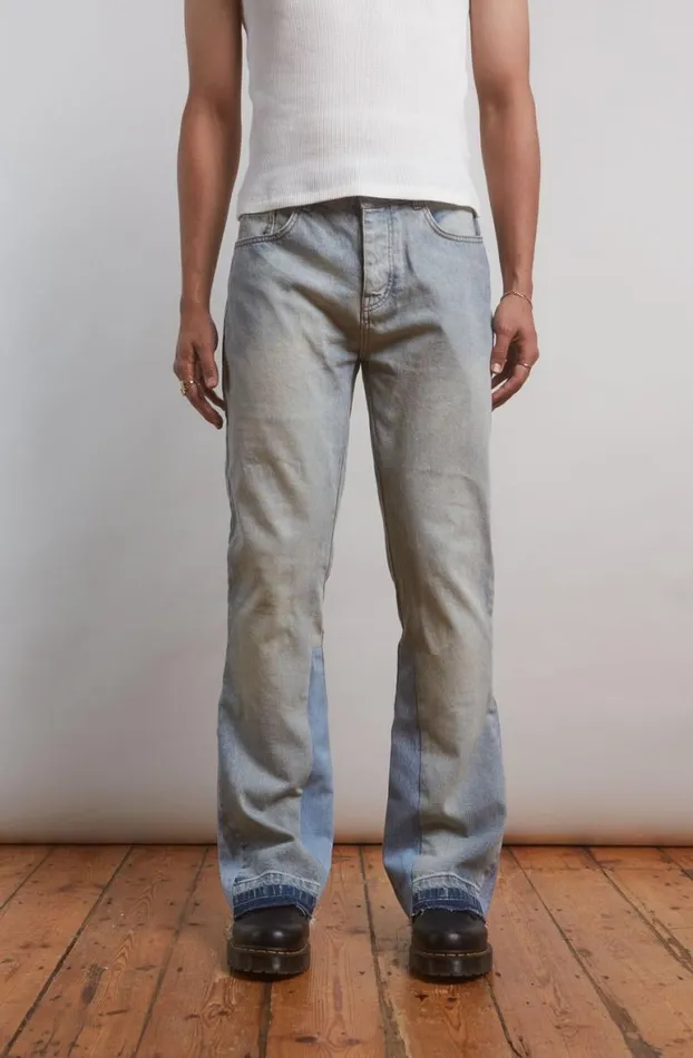 Jeans Men Jaded London Flared Jean With Inserted Panel