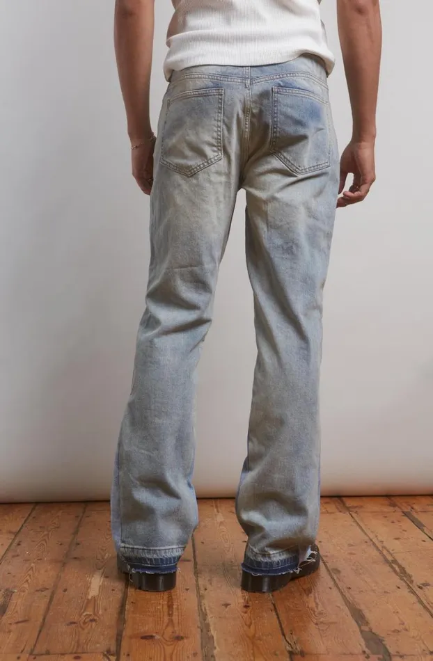 Jeans Men Jaded London Flared Jean With Inserted Panel