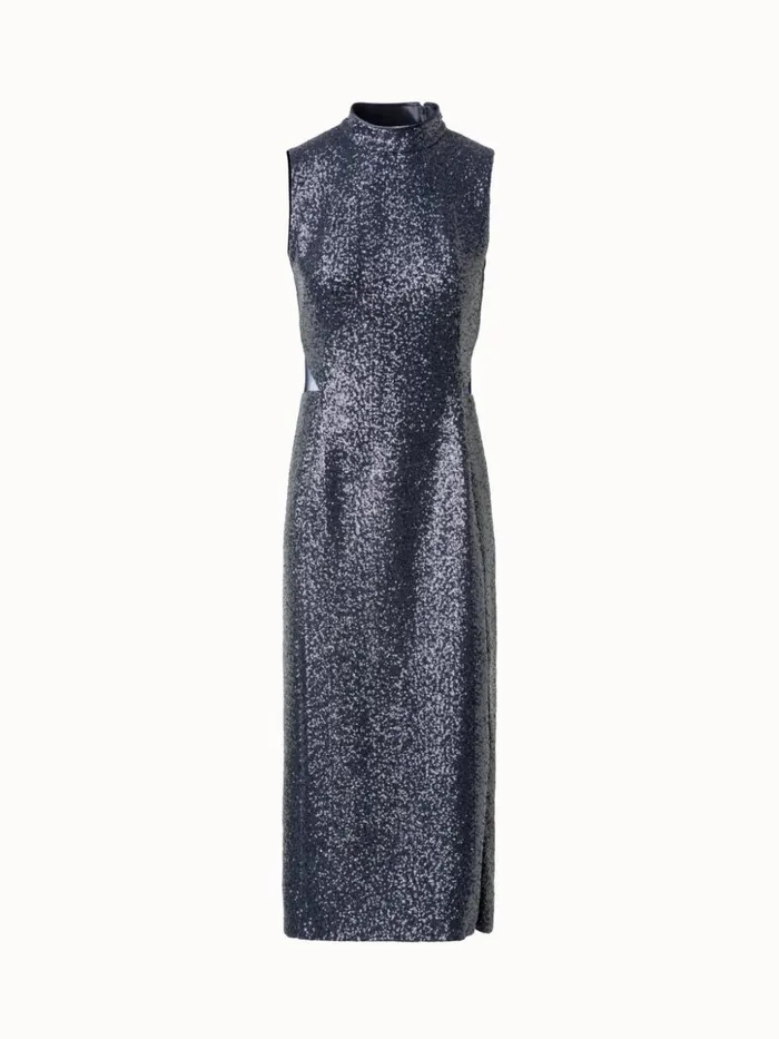 Jersey Sequins Evening Dress With Open Back Stone Women Akris Dresses