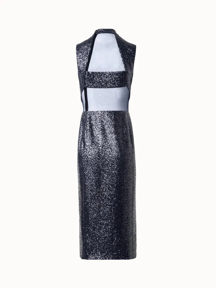 Jersey Sequins Evening Dress With Open Back Stone Women Akris Dresses