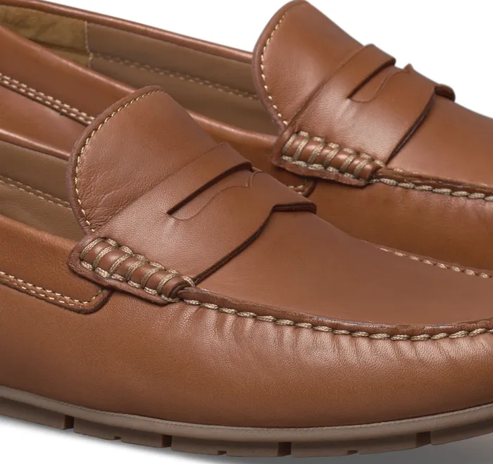 Johnston and Murphy Baldwin Driver Penny Loafer Cognac Sheepskin Men SlipOns and Loafers