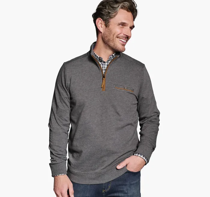 Johnston and Murphy Knit QuarterZip Gray Men Apparel