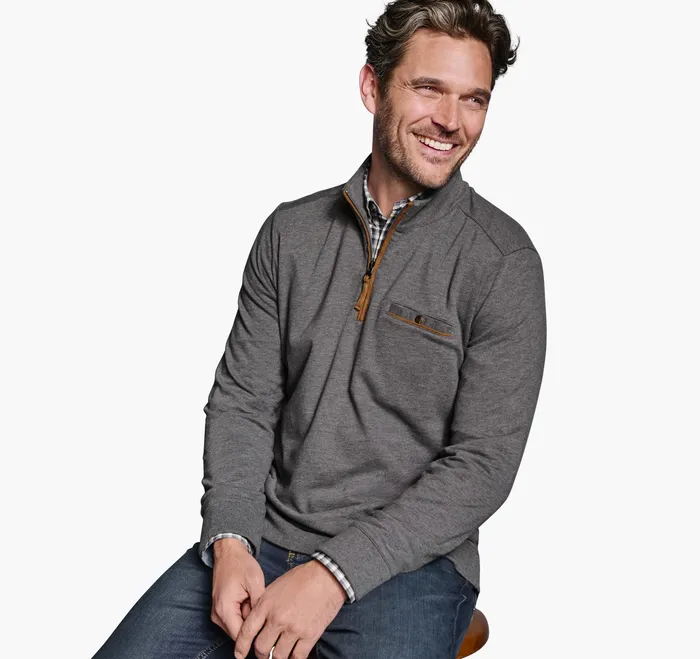 Johnston and Murphy Knit QuarterZip Gray Men Apparel