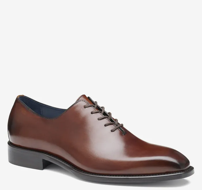 Johnston and Murphy LaceUps Men Larson Plain Toe Mahogany Italian Calfskin
