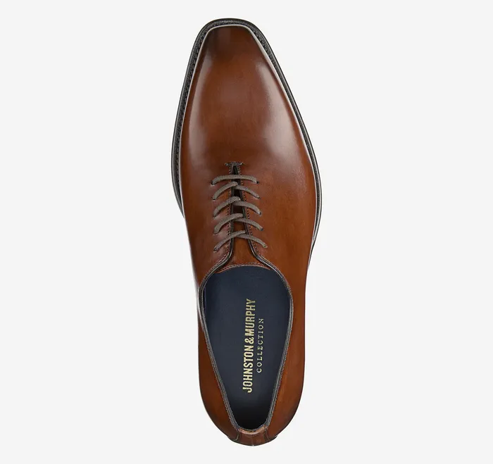 Johnston and Murphy LaceUps Men Larson Plain Toe Mahogany Italian Calfskin