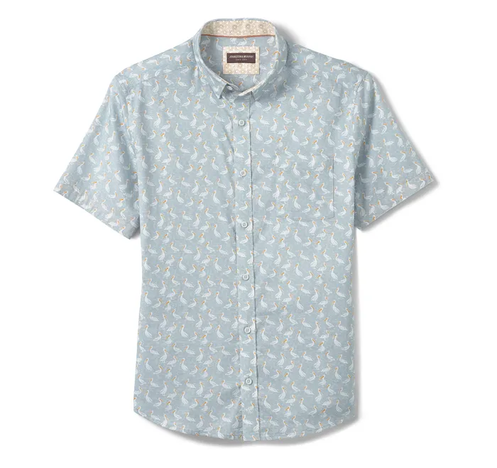 Johnston and Murphy ShortSleeve Shirts Men Printed ShortSleeve Shirt Gray Pelican