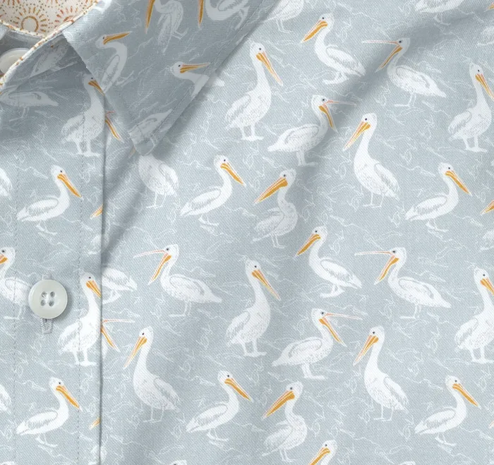 Johnston and Murphy ShortSleeve Shirts Men Printed ShortSleeve Shirt Gray Pelican