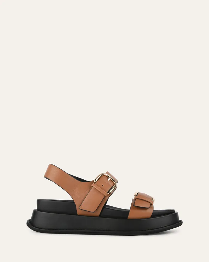 jomercer FLAT SANDALS Women Mabel flat sandals dark tan leather