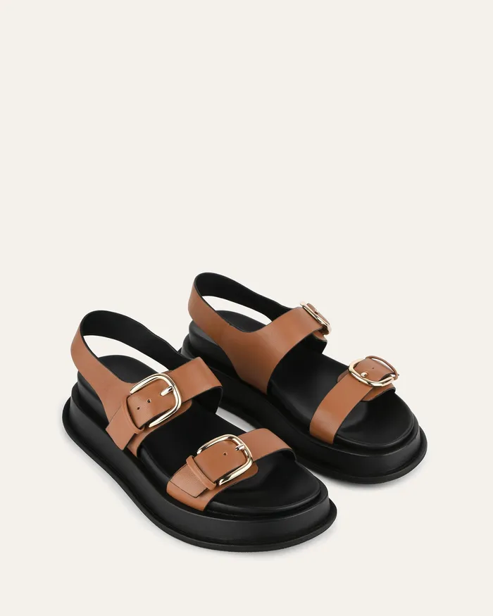 jomercer FLAT SANDALS Women Mabel flat sandals dark tan leather jomercer FLAT SANDALS Women Mabel flat sandals dark tan leather