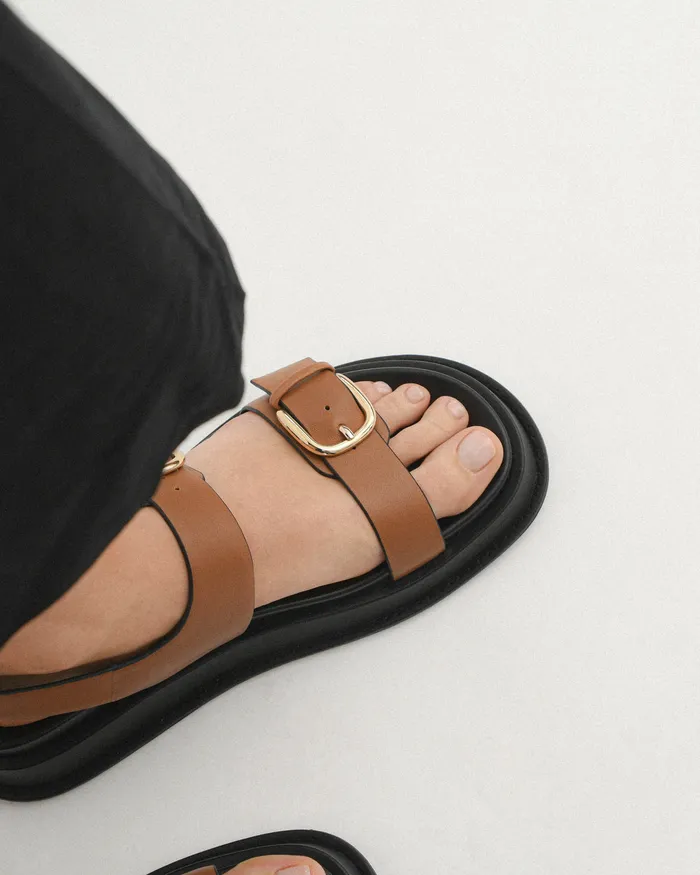 jomercer FLAT SANDALS Women Mabel flat sandals dark tan leather jomercer FLAT SANDALS Women Mabel flat sandals dark tan leather