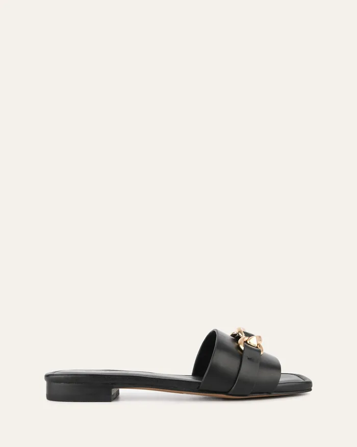 jomercer FLAT SANDALS Women Pablo flat slide black leather