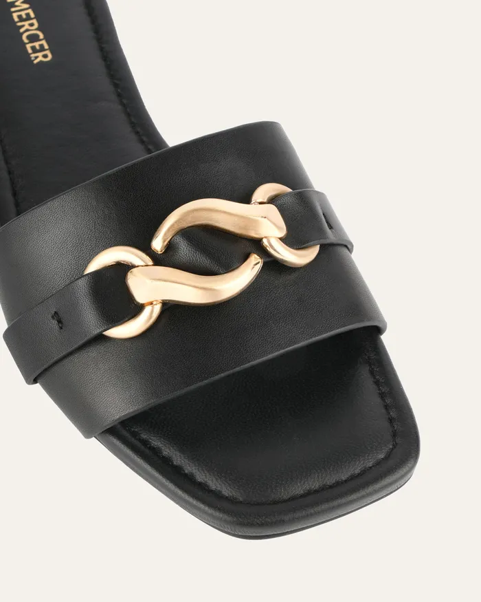 jomercer FLAT SANDALS Women Pablo flat slide black leather jomercer FLAT SANDALS Women Pablo flat slide black leather