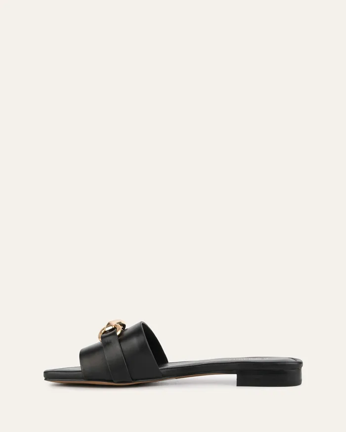 jomercer FLAT SANDALS Women Pablo flat slide black leather jomercer FLAT SANDALS Women Pablo flat slide black leather