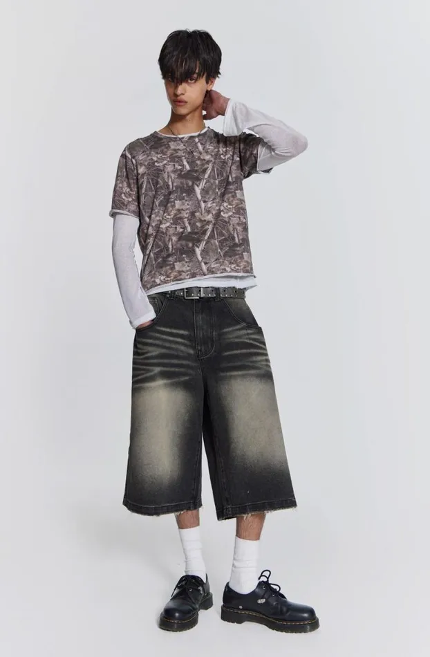 Jorts and Shorts Men Jaded London Washed Black Colossus Jorts