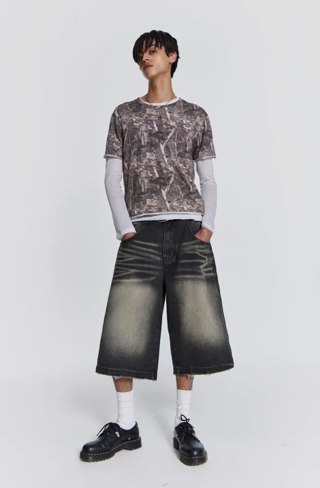 Jorts and Shorts Men Jaded London Washed Black Colossus Jorts
