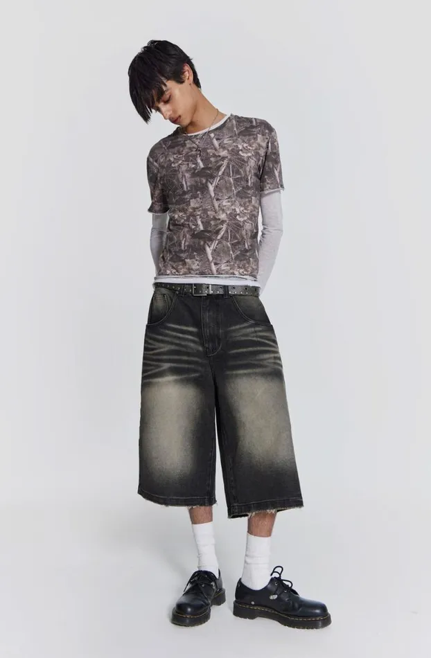 Jorts and Shorts Men Jaded London Washed Black Colossus Jorts
